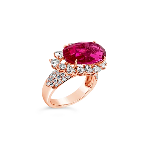 Red Spinel & Diamond Ring