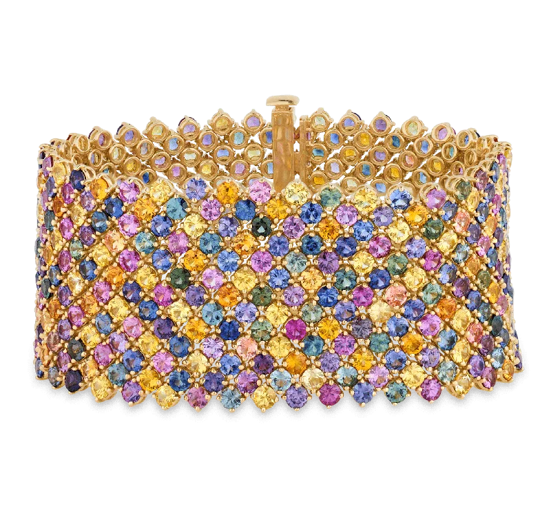 Multicolor Sapphire Mesh Bracelet, 65.53 Carats