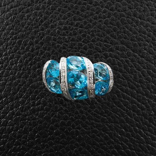 Oval Blue Topaz & Diamond Ring