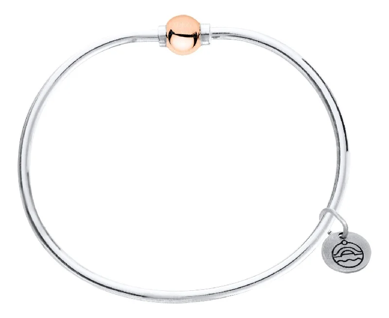 Sterling Silver Cape Cod Bracelet with 14k Rose Bead 7 inches