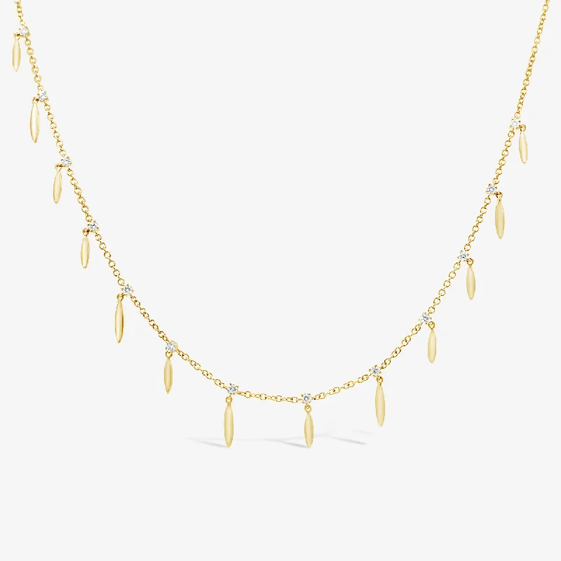 13 Gold Marquise Drops By The Yard Diamond Necklace