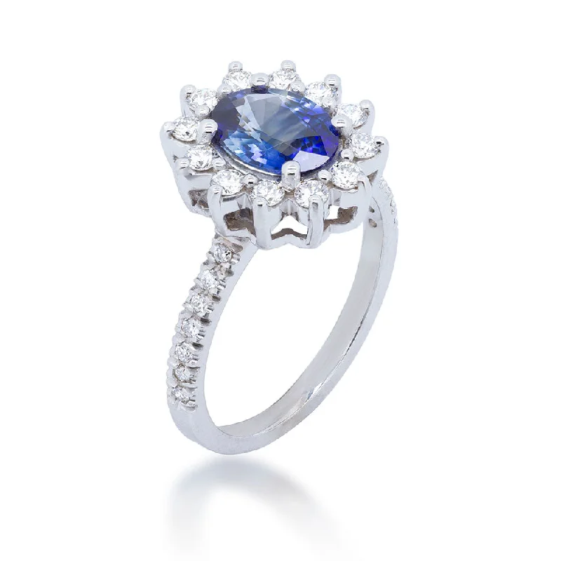 Oval Sapphire Halo Ring