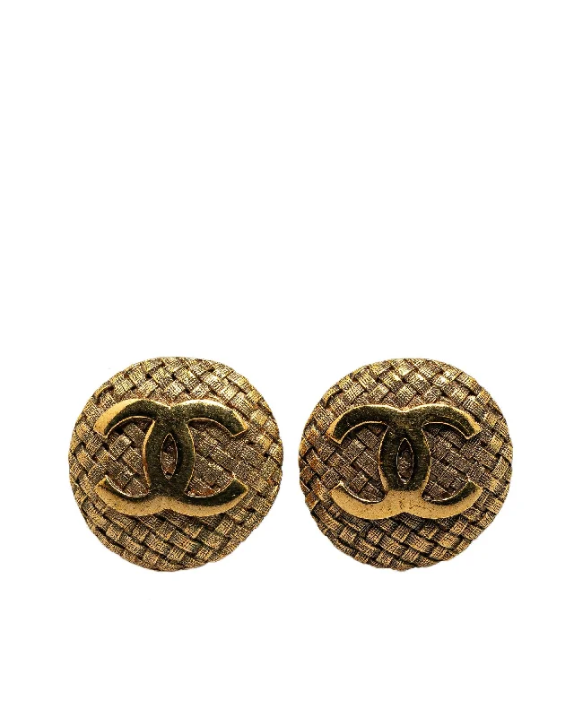 Chanel Vintage CC Woven Earrings in Gold