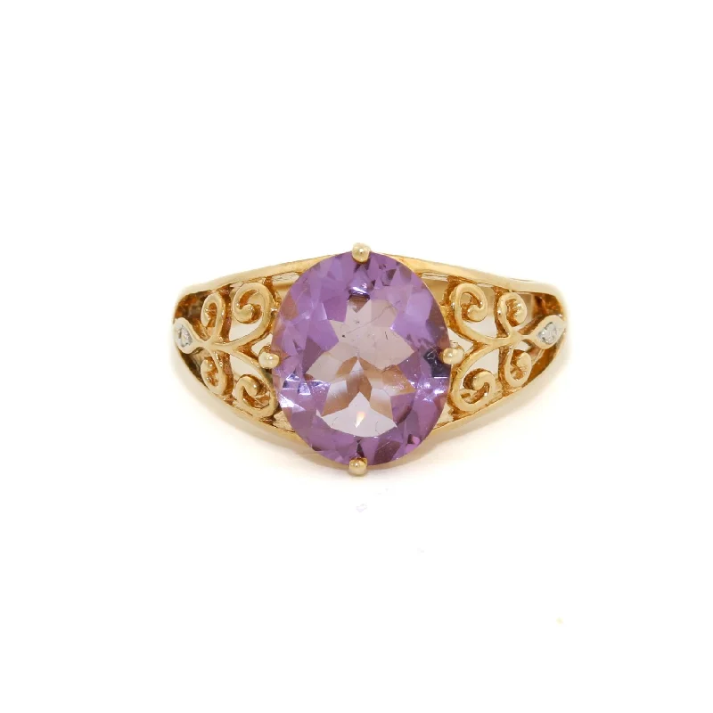 14k Gold x Amethyst Filigree Cocktail Ring