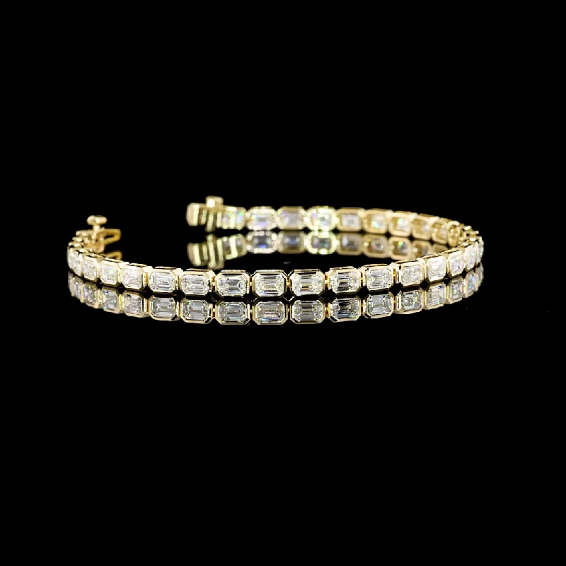 14K Yellow Gold Lab Grown Diamond Emerald Tennis Bracelet BC953