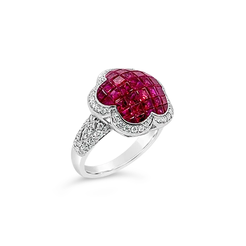 Ruby & Diamond Flower Ring