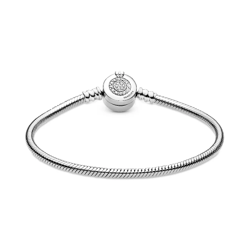 Pandora Moments Sparkling Crown O Snake Chain Bracelet Silver 599046C01