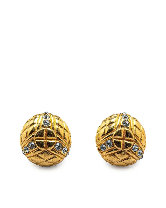 Gold-Plated Rhinestone Clip-On Earrings