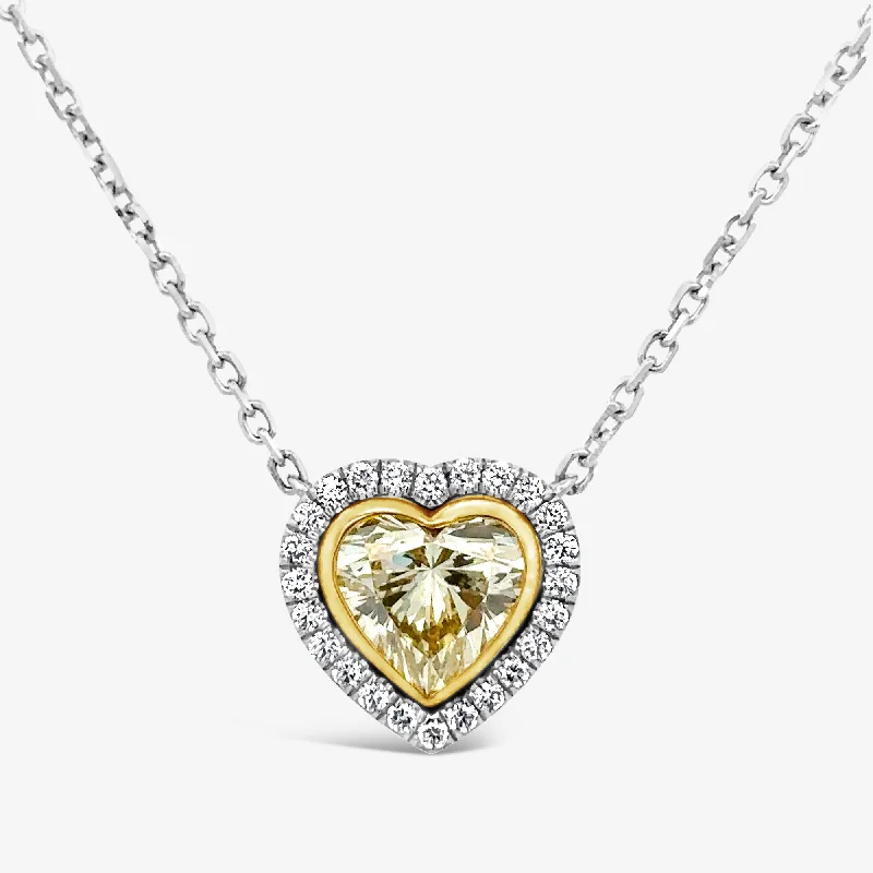 3.02ct Diamond Heart Halo Necklace