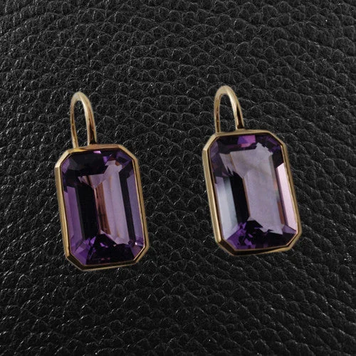 Emerald cut Amethyst Earrings