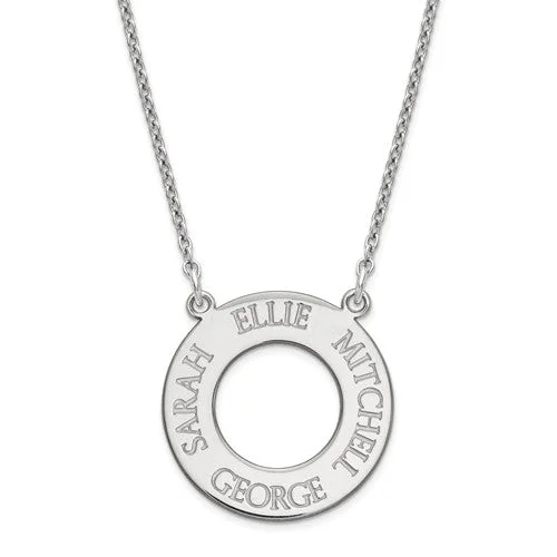 Engraved Circle 1 to 4 Name Pendant Necklace