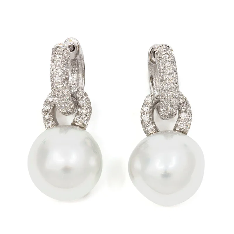 Hoop & Pendant South-Sea Pearl Earring with Diamonds