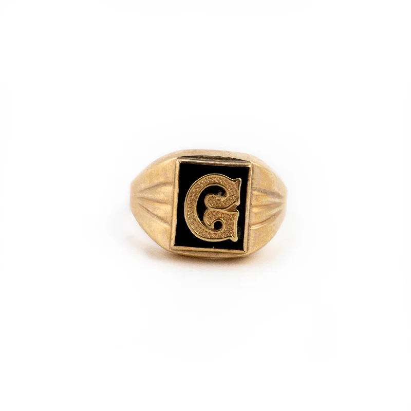 Gold G Signet Ring