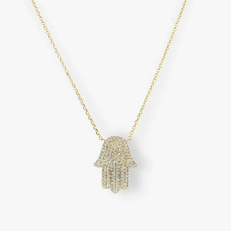 Large Pave' Hamsa Necklace