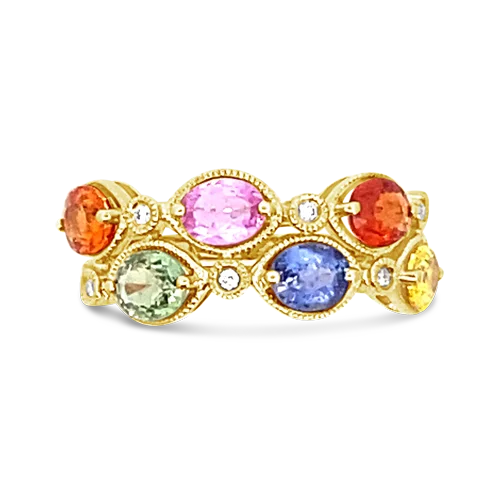 Multi-color Sapphire & Diamond Ring