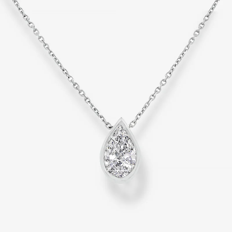 0.70CT Invisible Set Pear Shaped Diamond Necklace