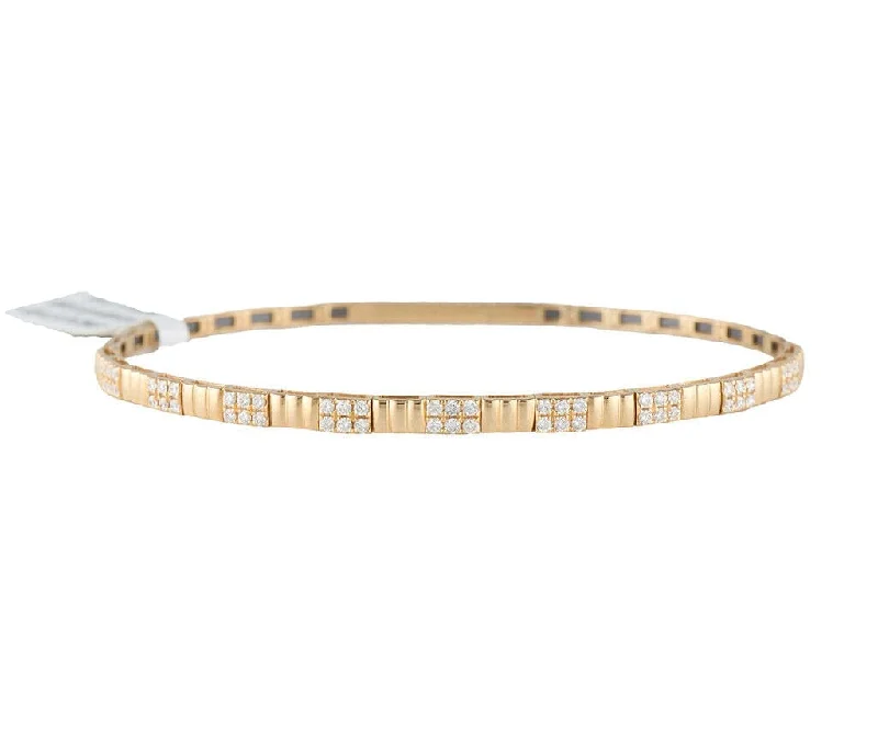 New 0.48ctw Diamond Ribbed Flex Bangle Bracelet in 14K