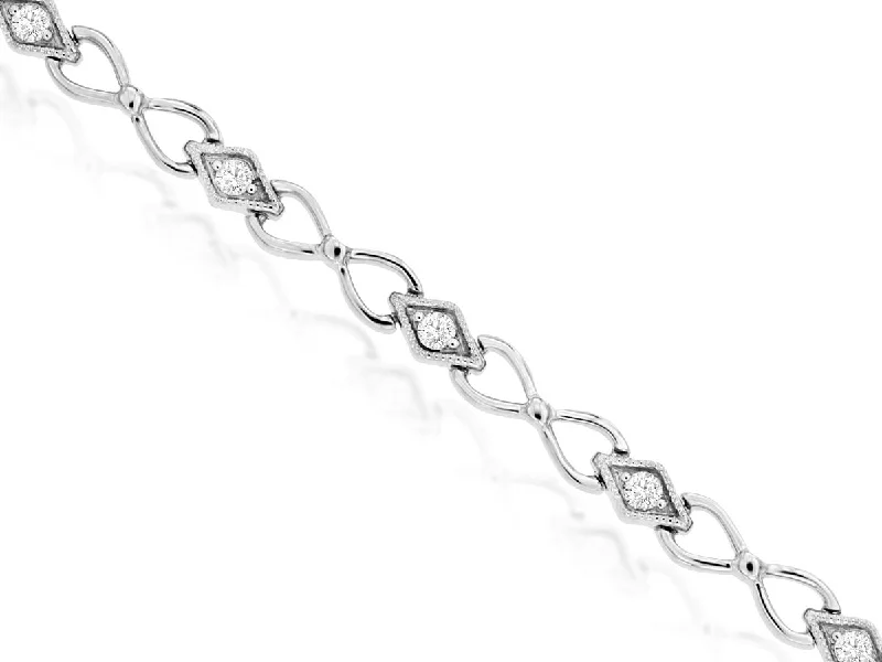 14K White Gold Infinity and Diamond Bracelet