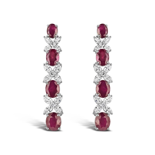 Ruby & Diamond Dangle Earrings