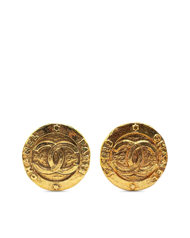 Gold Plated Round Clip On Earrings