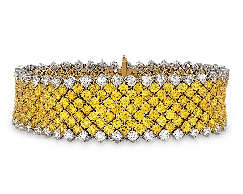 Fancy Vivid Yellow Diamond Mesh Bracelet, 28.40 Carats