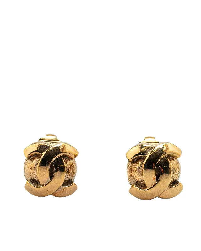 Gold Plated Clip On Earrings with CC Logo