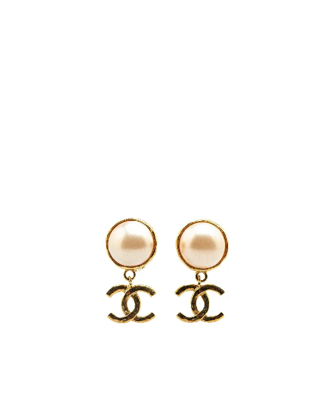 Gold Plated Faux Pearl Clip On Earrings