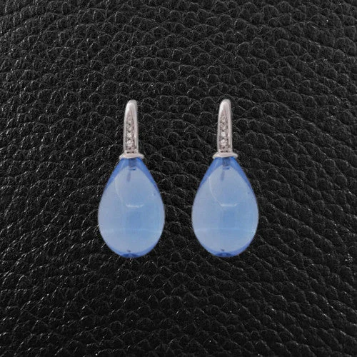 Pear shaped Blue Topaz & Diamond Earrings