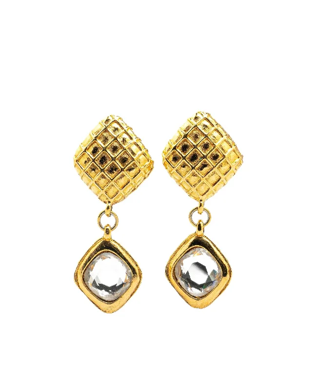 Gold Plated Diamond Swing Clip On Earrings