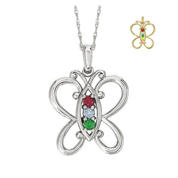 Butterfly Mother's Family Birthstone Pendant or Necklace