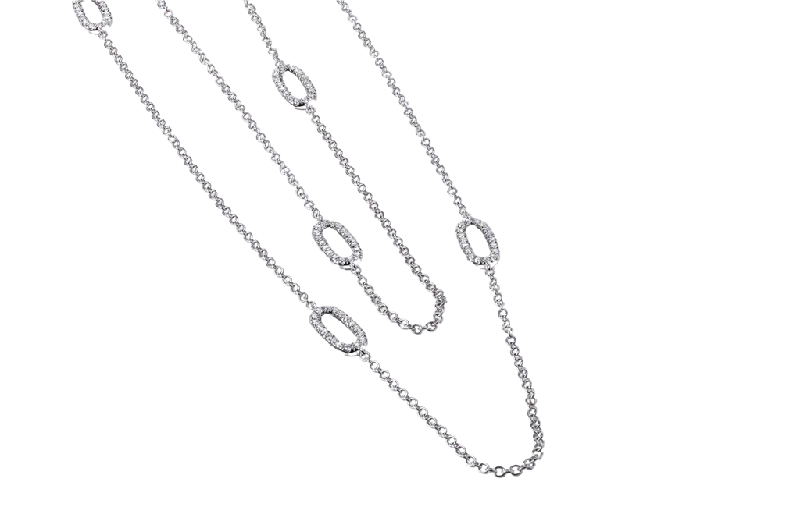 18k White Gold Diamond Necklace - 1.58cttw