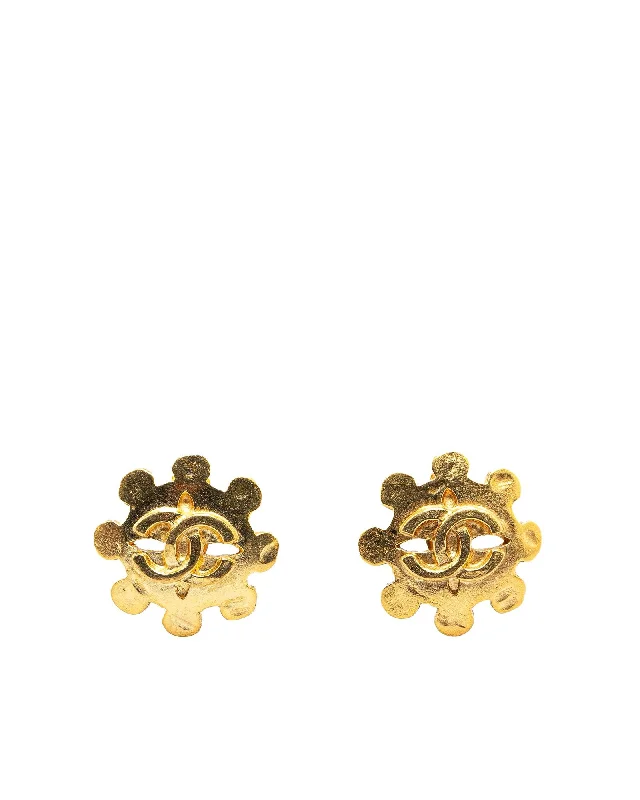 Gold Plated Flower Clip On Earrings