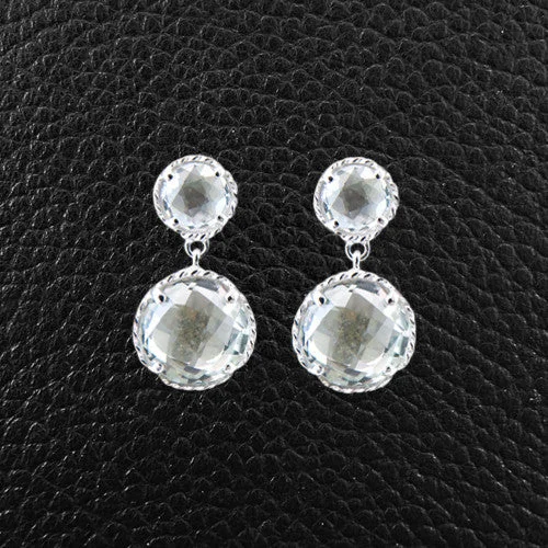 Round Green Amethyst Dangle Earrings