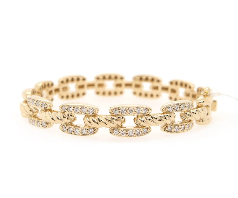 New 0.92ctw Diamond Linked Bangle Bracelet in 14K