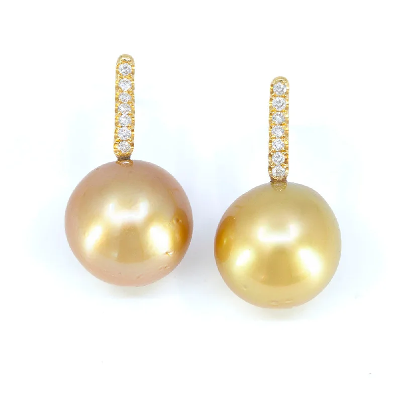 Aviva Golden South Sea Pearl Earring with Diamonds