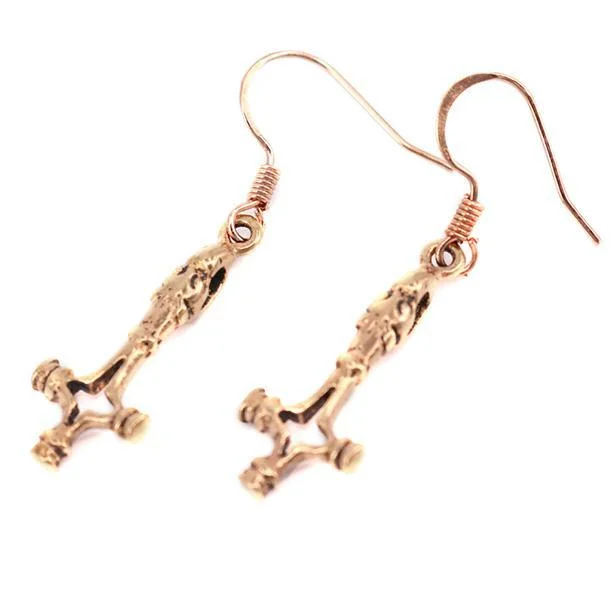 Wolf Hammer Earrings, Bronze