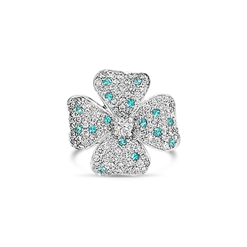 Paraiba & Diamond Flower Ring