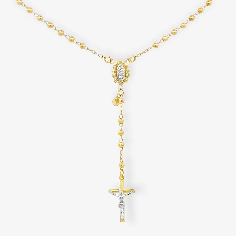 Bead It Two Tone Rosary Crucifix Necklace