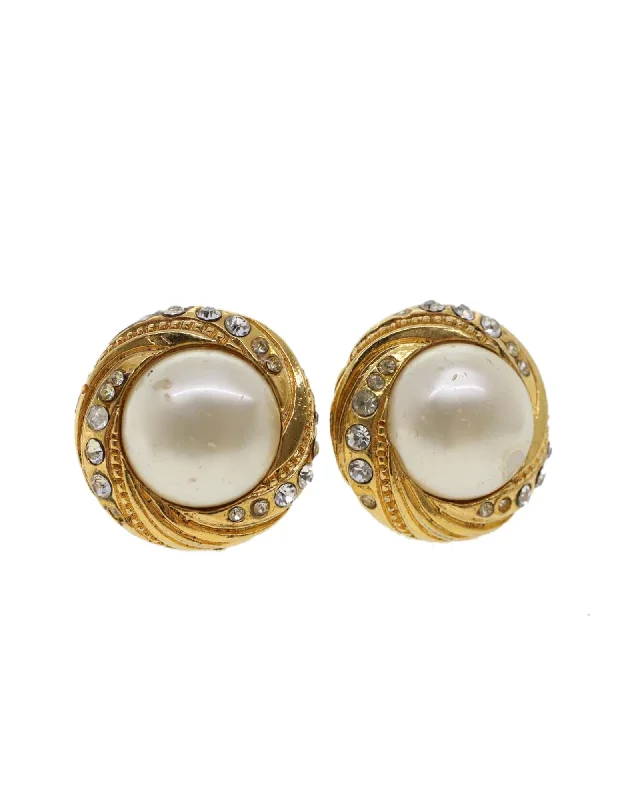 Gold Tone CC Earring - Authentic CHANEL Jewelry