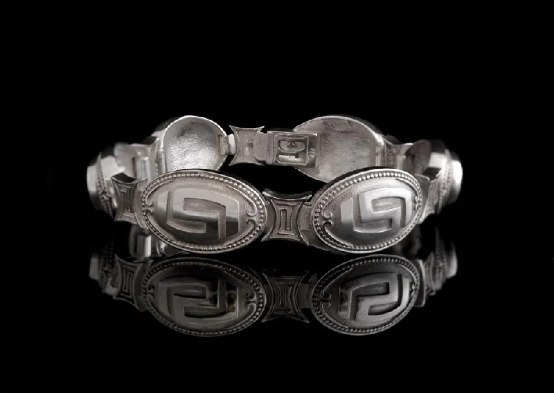 Greek Key Meander Bracelet in Sterling Silver (B-54)