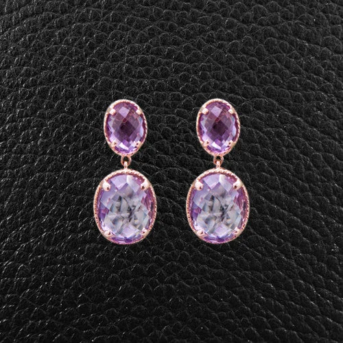 Oval Amethyst Dangle Earrings