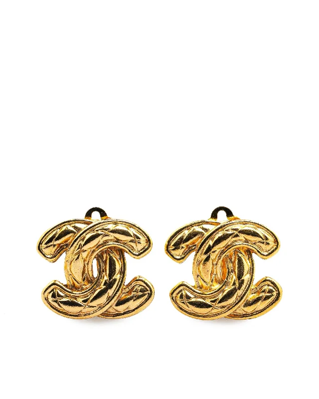 Gold Plated Quilted Clip-On Earrings