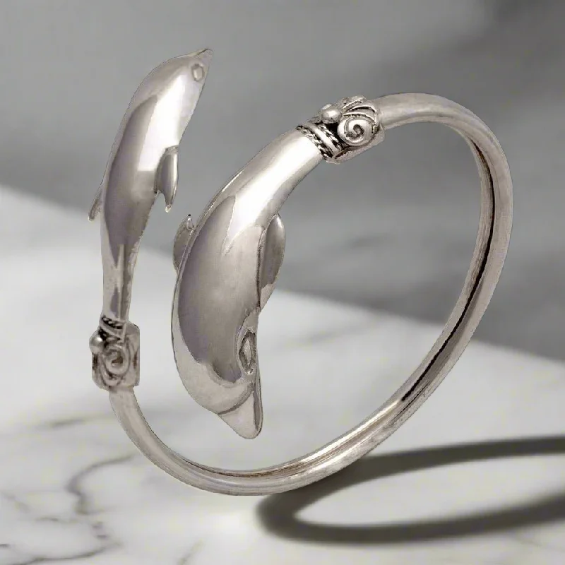 Two Headed Minoan Dolphins Torc Bangle, Minoan Bracelet