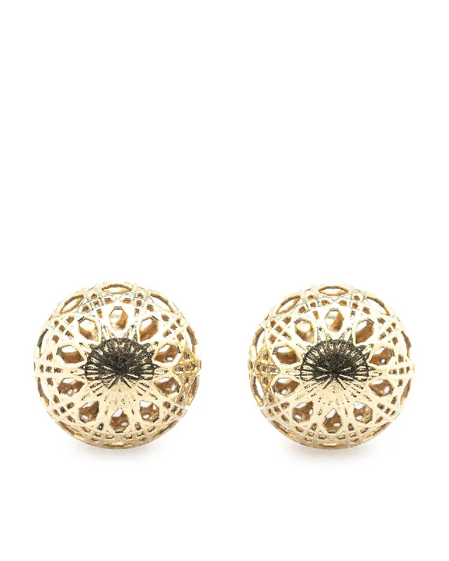 Gold Plated Tribal Earrings with Push Back Closure