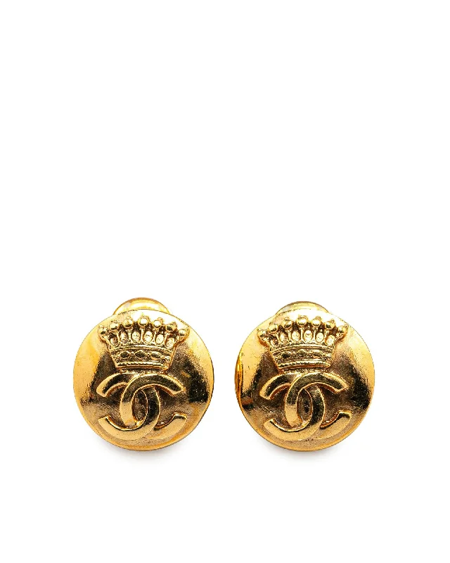 Gold Plated Crown Clip-On Earrings