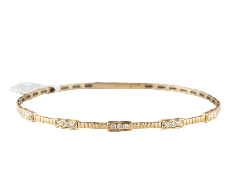 New 0.33ctw Diamond Station Flex Bangle Bracelet in 14K