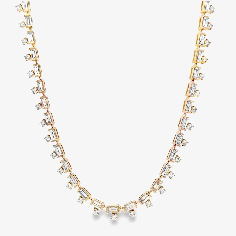 Drops By The Yard Baguette & Round Necklace