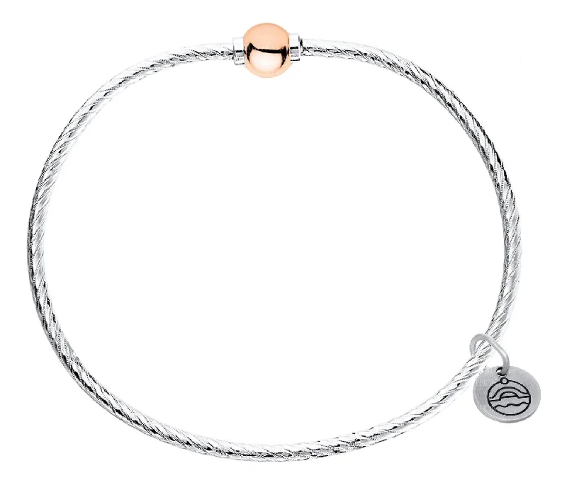 Sterling Silver with 14K Rose Gold Patterned Cape Cod Bracelet