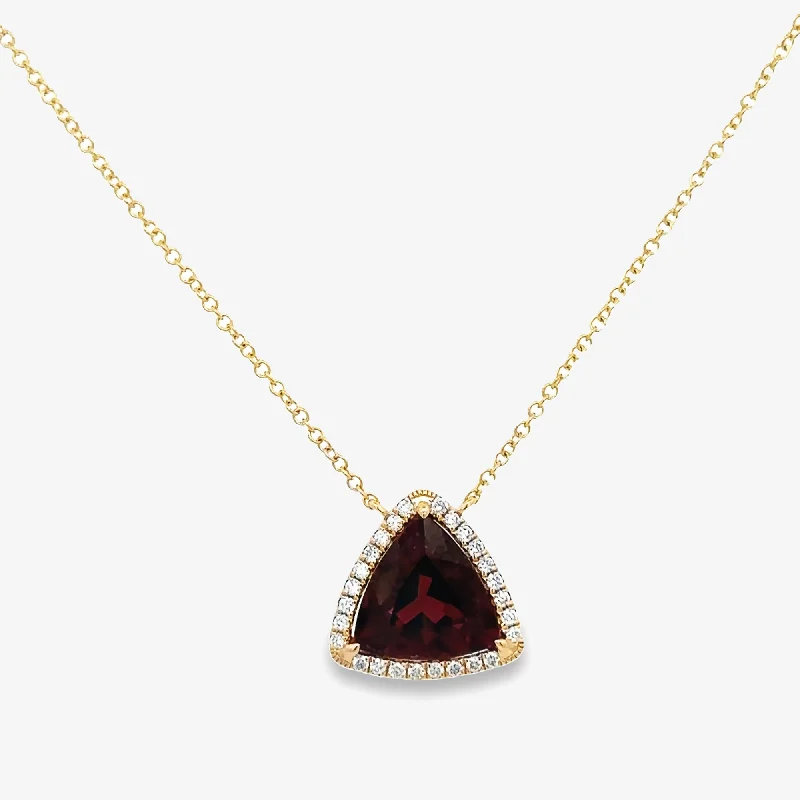 2.94ct Rubellite Tourmaline & Diamond Halo Necklace