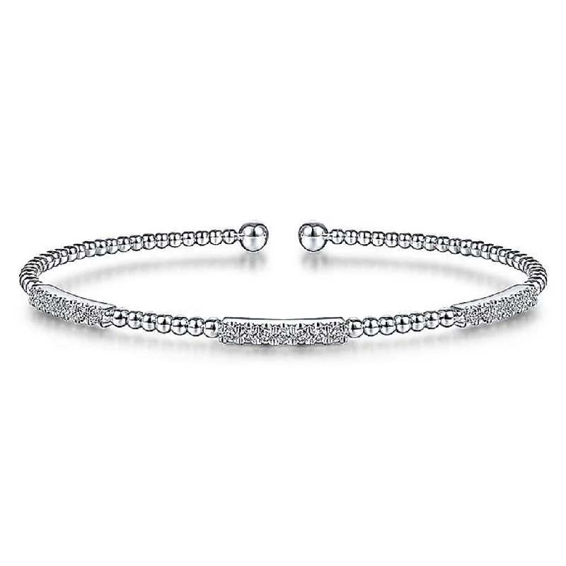 Gabriel & Co. 14K White Gold Bujukan Diamond Stations Bangle